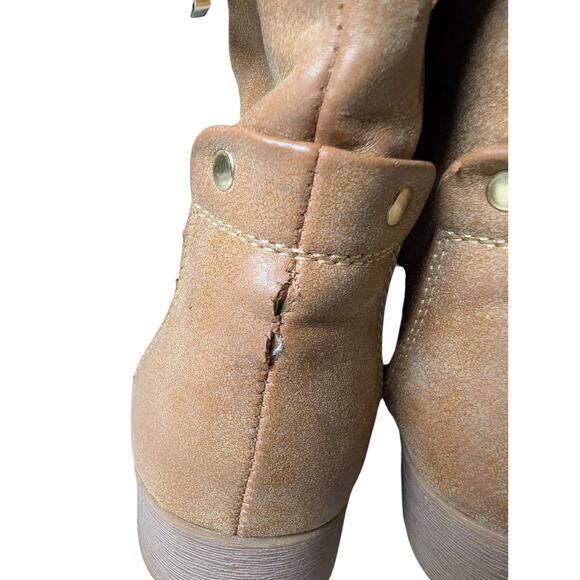 G By Guess Berlyn Women's Tan Combat Boot Sz 8 Lace and Zip Up Gorpcore Gold Zip - Picture 8 of 10